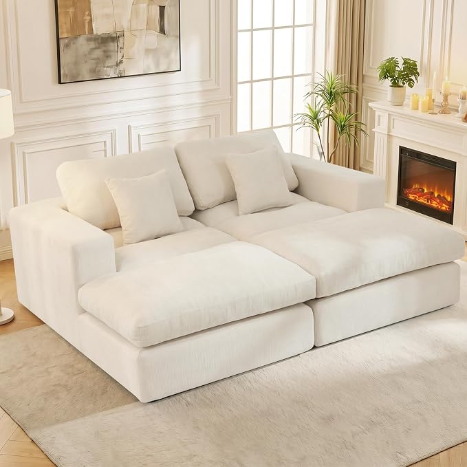 80.7" Oversized Double Chaise Lounge Chair Indoor, Cloud Boneless Sleeper Sofa - Image 9