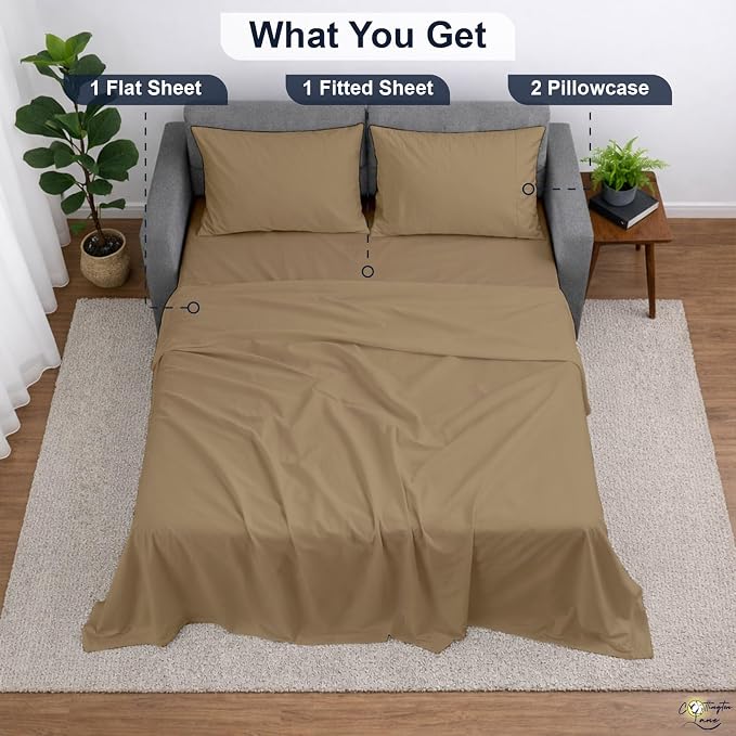 Cottington Lane Sleeper Sofa Sheets Full Size, 4 Piece Premium Quality 100% - Image 5