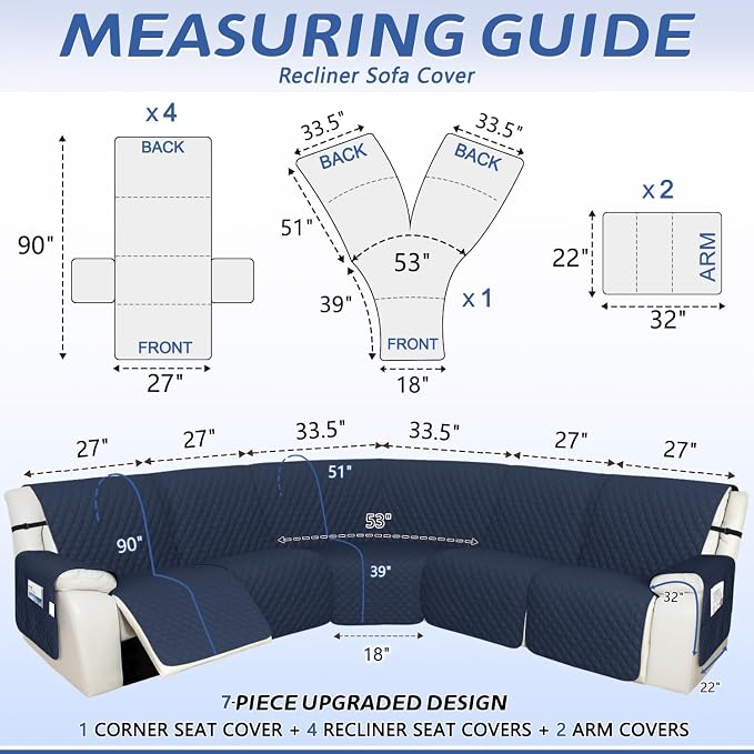 Arfntevss Recliner Sectional Couch Covers 1OO% Waterproof L Shape Sofa Cover - Image 2