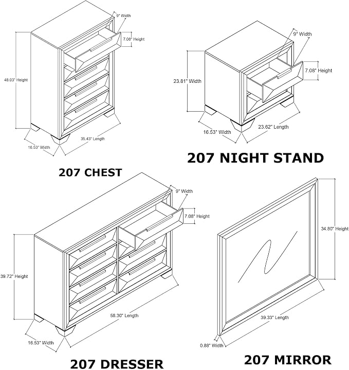 Kings Brand Furniture 6-Piece Modern & Premium Bedroom Set in Walnut Wood Finish - Image 8