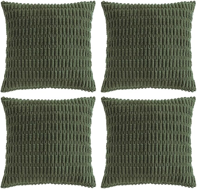 Fancy Homi 4 Packs Boho Olive Green Decorative Throw Pillow Covers 18x18 Inch by Fancy+Homi