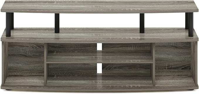 Furinno Jaya Large Entertainment Center Hold up to 55-in TV, French Oak/Black - Image 6