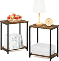 Furinno Simplistic Metal Frame End Table, Amber Pine by Furinno-FitsYourSpaceFitsYourBudget
