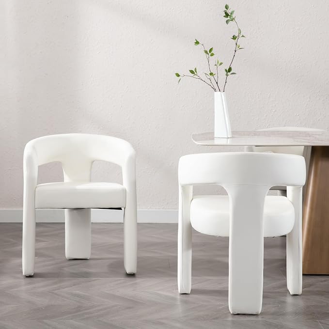 BESTANO Set of 3 Modern PU Leather Upholstered Dining Chairs - Image 2
