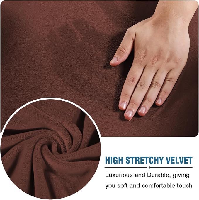 H.VERSAILTEX Modern Velvet Plush 4 Piece High Stretch Sofa Slipcover Sofa Cover - Image 5