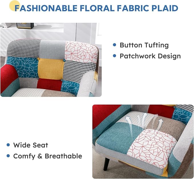 Bonzy Home Modern Colorful 3 Piece Coroful Fabric Sofa Set, Included Accent - Image 4