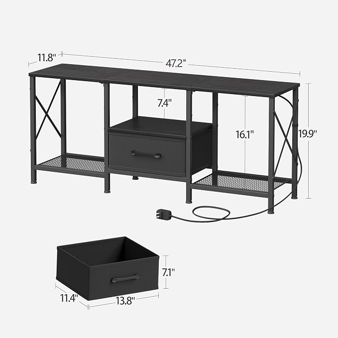 JARHETUN LED TV Stand with Fabric Drawer, Entertainment Center - Image 3