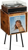 Faesun Flip Top Record Player Stand, End Table Holds up to 100 Albums, by Faesun