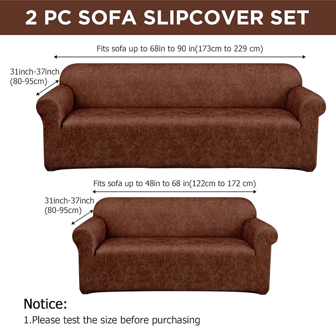 Peryiter 2 Pcs Sofa Covers Couch and Loveseat Covers Set Stretch Sofa Slipcover - Image 2