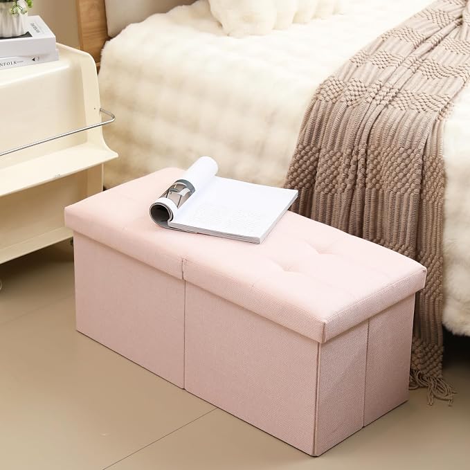 Storage Ottoman Bench Foldable Seat Footrest Shoe Bench End of Bed Storage - Image 2