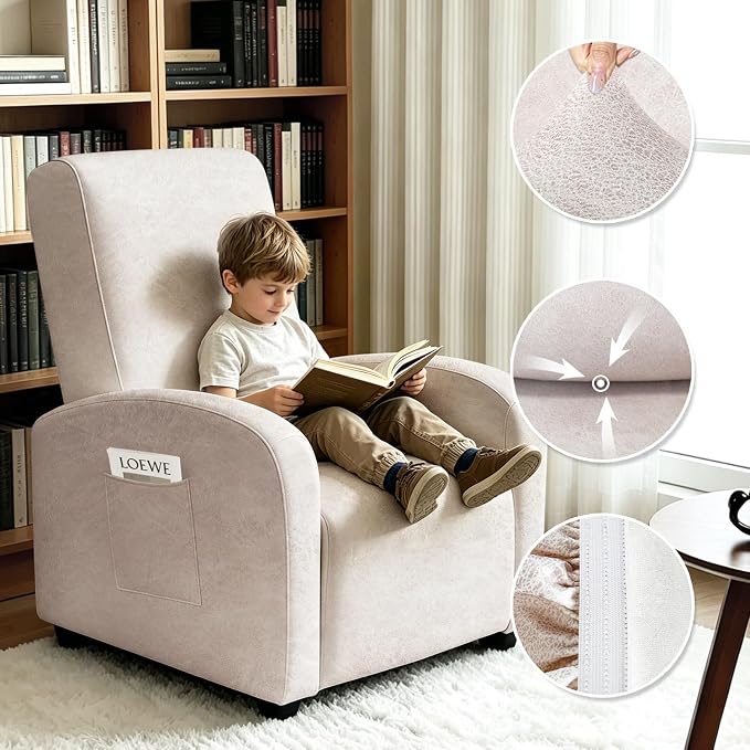 ANARACHON Recliner Chair Covers Leather Look Recliner Cover 4-Piece Slipcovers - Image 5