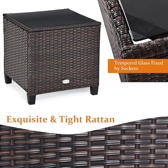 Tangkula 3 Pieces Patio Furniture Set, PE Rattan Wicker 3 Pcs Outdoor Sofa Set - Image 5