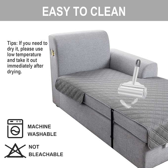 Genina L Shape Couch Cover, Sectional Couch Chaise Covers, Waterproof Washable - Image 6