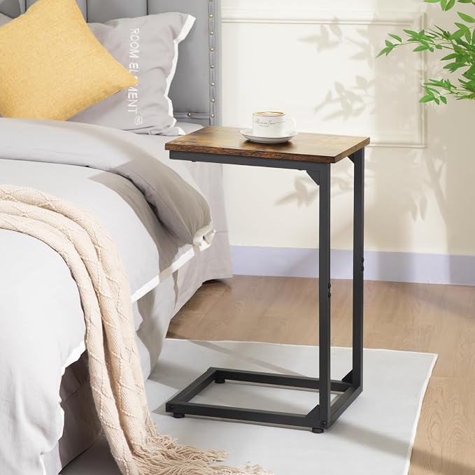 AMHANCIBLE C Shaped Side Table, End Tables Living Room Set of 2, Slide Under - Image 2