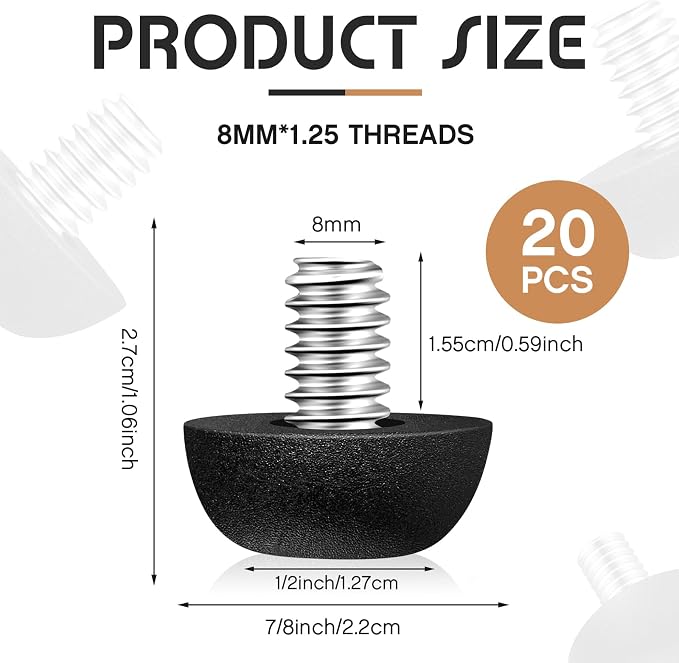 Dunzy 20 Pcs M8 Adjustable Furniture Levelers 20 Pcs, Screw-in Leg Leveling Feet - Image 2