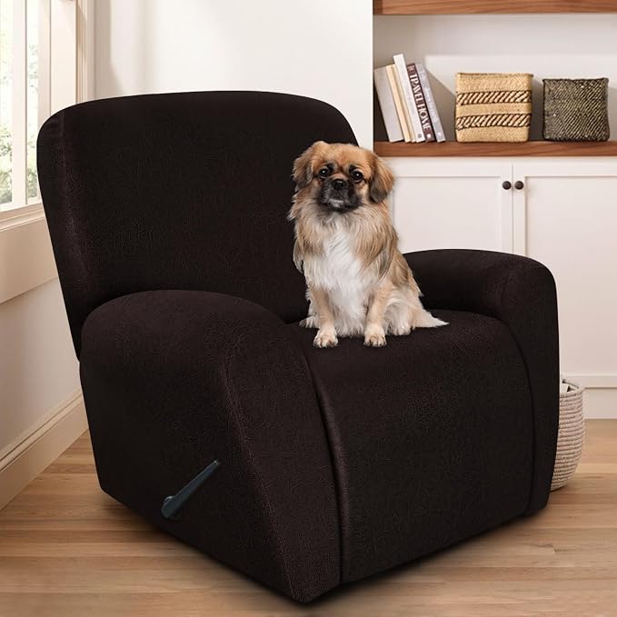 ANARACHON Recliner Chair Covers Leather Look, 4 Pieces Recliner Covers Non Slip - Image 2