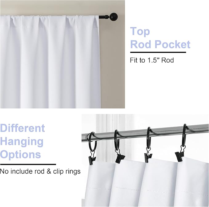 Simplebrand Ava Pure White Curtains 24 Inches Long 2 Panels, Light Filtering - Image 4
