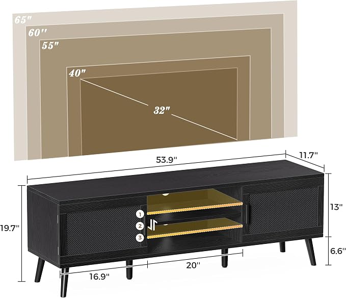 SUPERJARE TV Stand for 65 Inch TV, Entertainment Center - Image 7