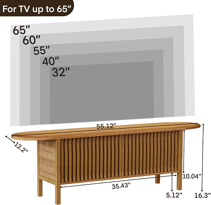 Bamboo TV Stand for TVs up to 65", Accent Entertainment Center - Image 2