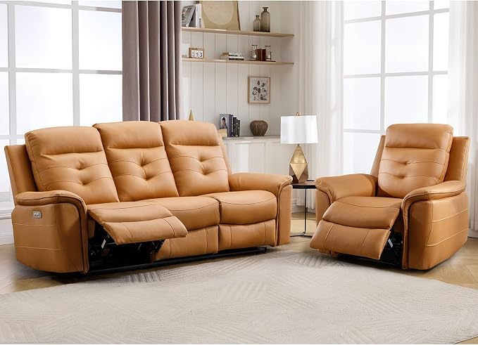 ANJ 2-Piece Oversied Faux Leather Power Recliner Sofa Set by ANJ