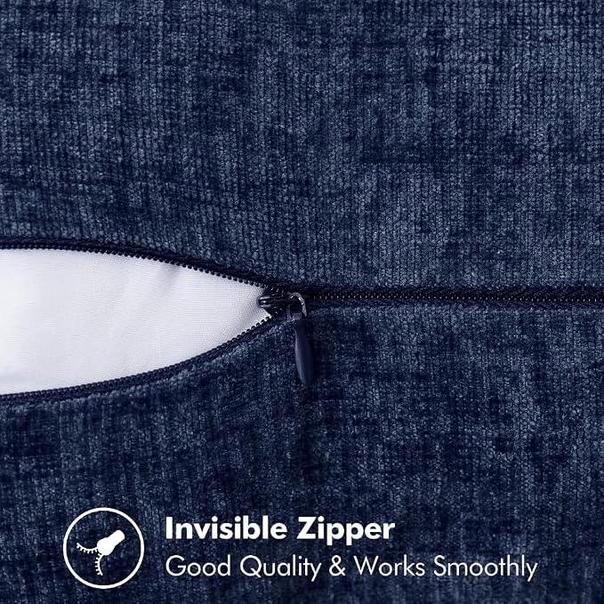 MIULEE Pack of 2 Couch Throw Pillow Covers 18x18 Inch Navy Blue Farmhouse - Image 3