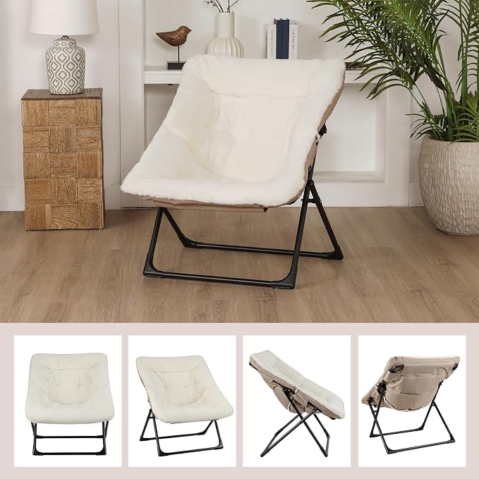 Comfy Saucer Chair for Adults, Soft Faux Fur Bedroom Chair, Accent Dorm Chairs - Image 9