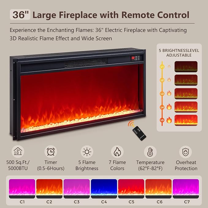 Modern Fireplace TV Stand with 36" LED Electric Fireplace - Image 4