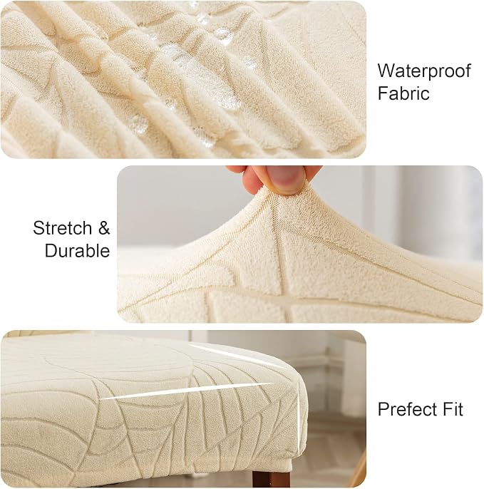 Genina Waterproof Chair Covers for Dining Room Set of 2, Stretch Jacquard - Image 3