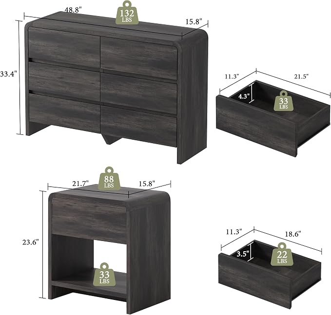 AMERLIFE Modern 3-Piece Bedroom Furniture Set - Image 2