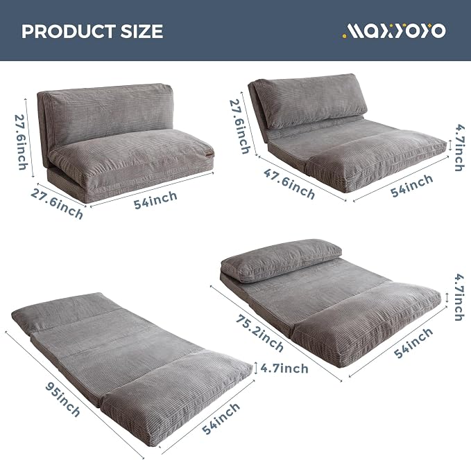 MAXYOYO Folding Sofa Bed, Extra Thick and Long Floor Sofa Convertible Sleeper - Image 2