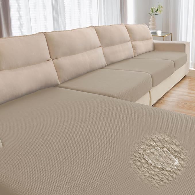 Water Repellent Couch Cushion Cover 3 Pieces Sofa Seat Cushion Covers, Stretch by TOPYUMH