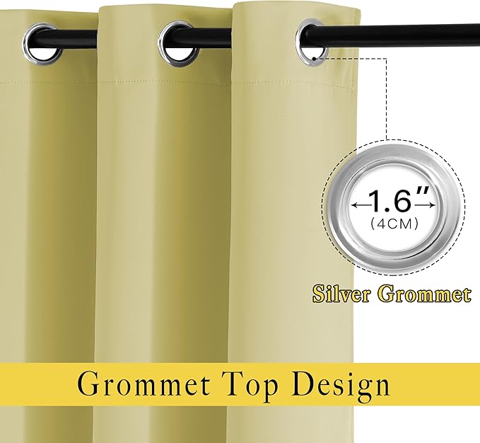 NICETOWN Paler Yellow Room Darkening Short Curtains - Image 2