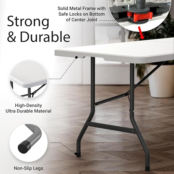 2 Pack of 6 Feet Foldable Table - Image 3