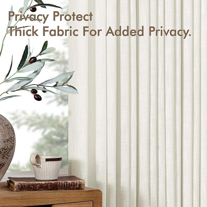 MIULEE Pinch Pleated Thick Linen Curtains 102 Inches Long 2 Panels - Image 7
