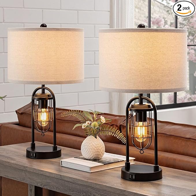 Set of 2 Farmhouse Table Lamps by KAWOTI