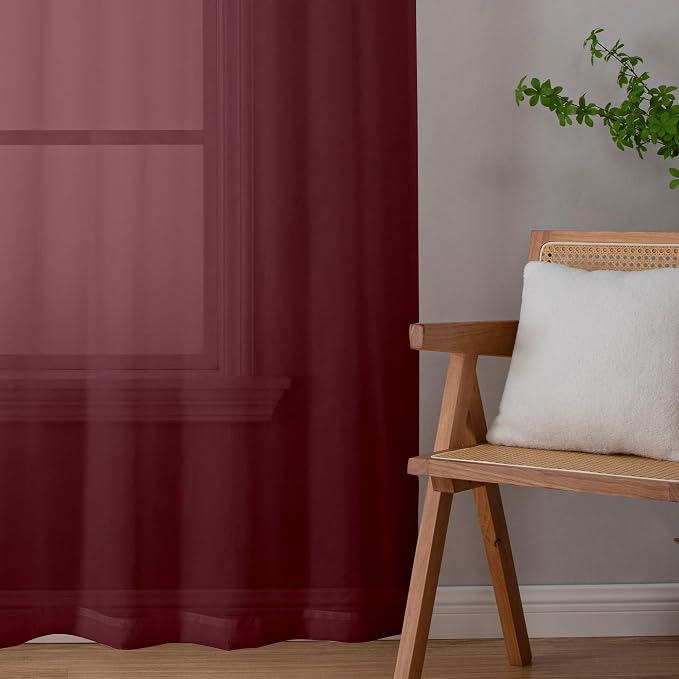 Aiyufeng Sheer Window Curtain Panels 96 Inch Long 2 Pieces, Voile Top Dual Rod - Image 8