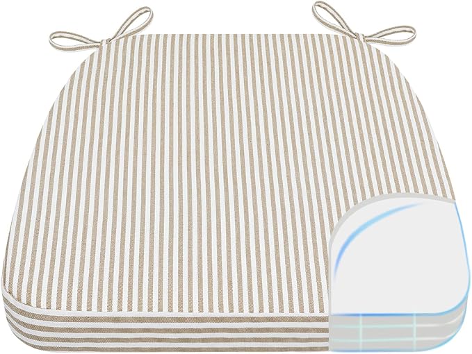 AAAAAcessories D-Shaped Chair Cushions, Machine-Washable Cover, Natural Sand by AAAAAcessories