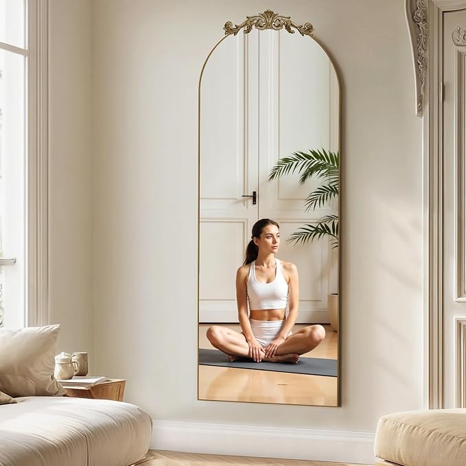 MISSDAY Vintage Baroque Full Length Mirror, Full Metal Frame Stand Up Retro - Image 6