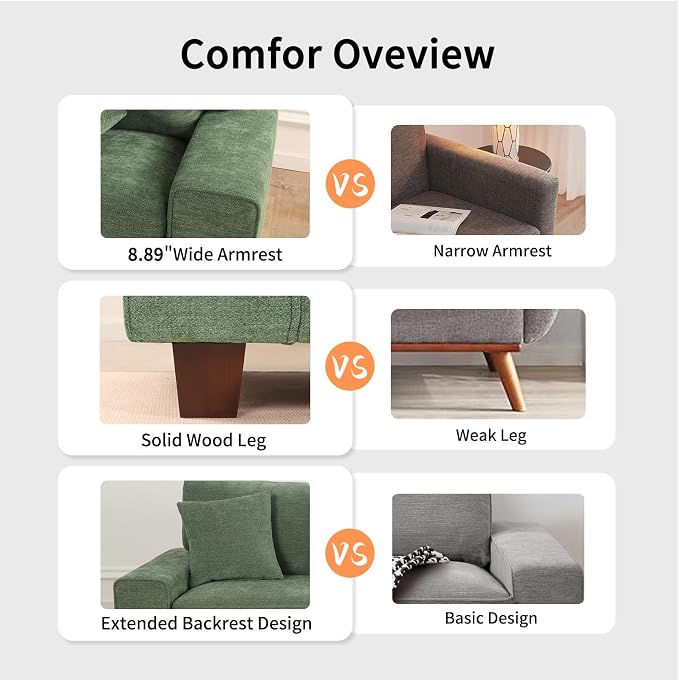 DOPEDIO Modern Loveseat Sofa for Living Room, Chenille Recliner, Removable Cover - Image 4