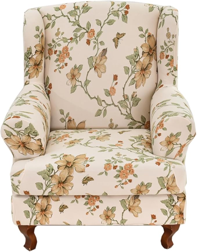 KRFOONN Wingback Chair Covers Slipcovers 2 Piece Stretch Wing Chair Covers by KRFOONN