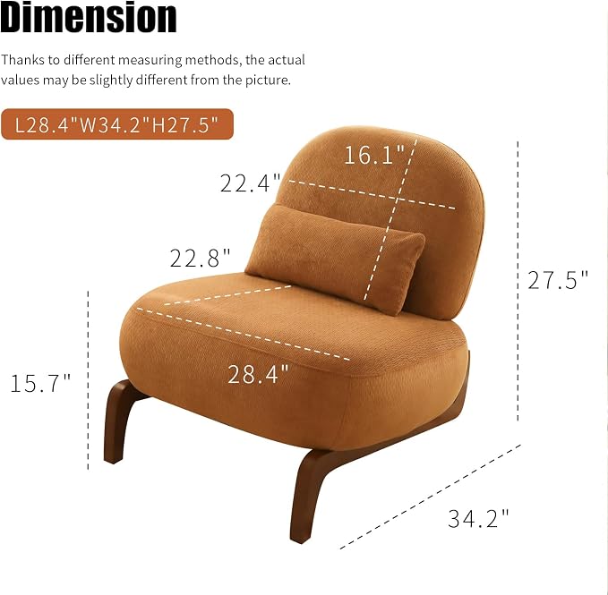 KEIKI Velvet Accent Chair with Solid Wood Legs, Armless Cute Single Seat Sofa - Image 2