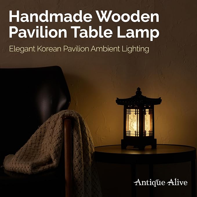 Traditional Korean Wood Lamp | Handmade Asian Oriental Table Lantern | Bedside - Image 7