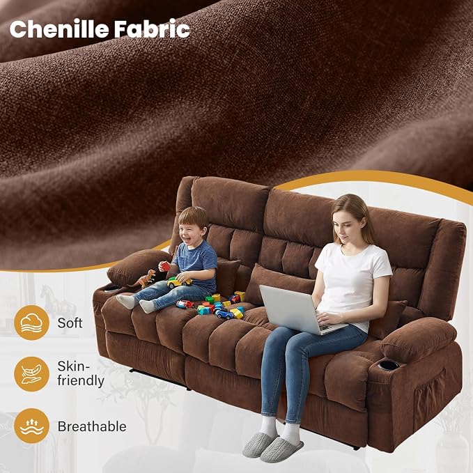 BOSMILLER Reclining Sofa with Cup Holders - Image 6