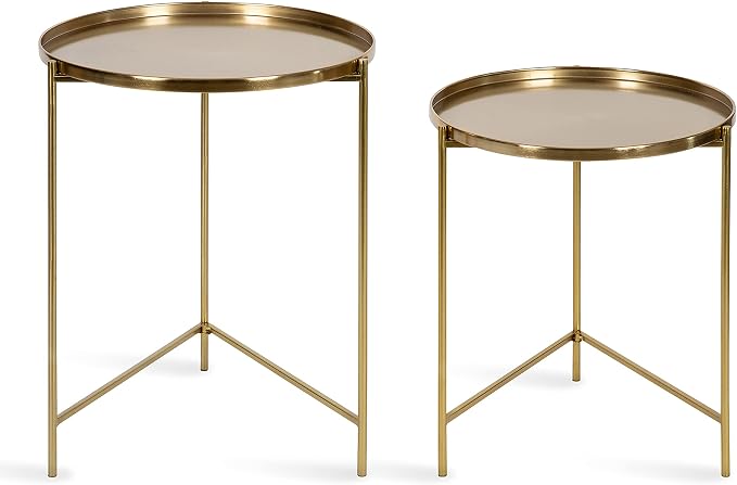 Kate and Laurel Ulani Modern Nesting Side Table; Set of 2; Gold; Sophisticated - Image 8