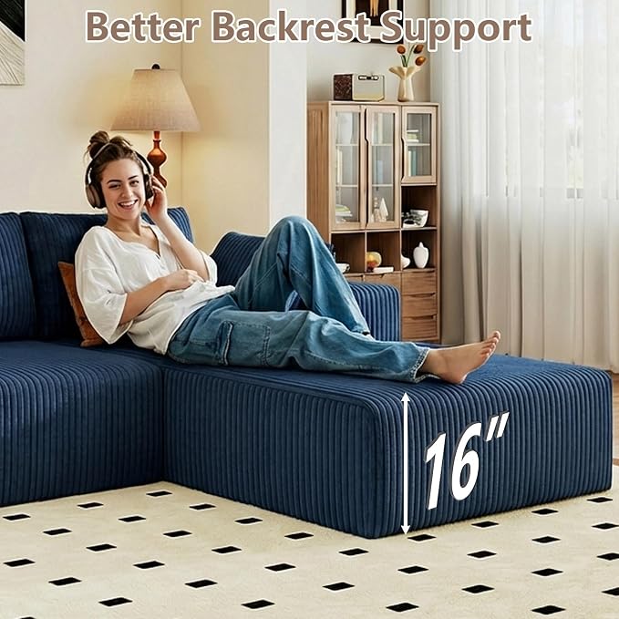 95" Cloud Sectional Couch with L-Shape Chaise, Modular Comfy Sofa Chaise Longue - Image 5