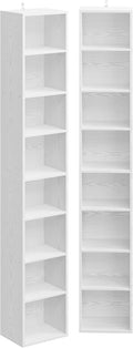 IRONCK Tall Narrow Bookshelf 8 Tiers 71in Set of 2, Compact Corner Bookcase by IRONCK