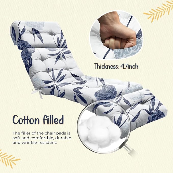 4 Pack Outdoor Chaise Lounge Chair Cushion 75.1 x 22.8 x 4.7 Inches 100% - Image 6