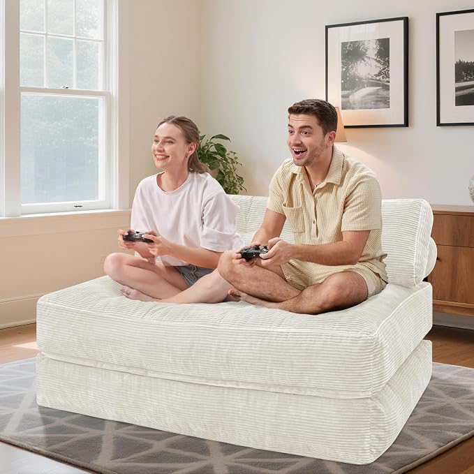HABUTWAY Folding Sofa Bed, Foldable Floor Sofa Lounge w/Dual-Pillow & Handle - Image 3