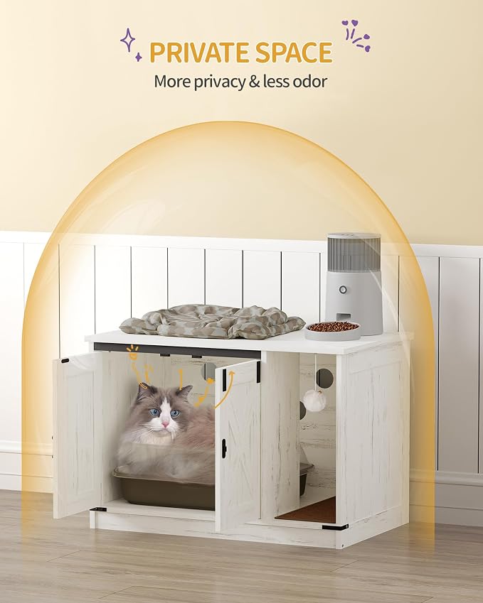 Hzuaneri Cat Litter Box Enclosure, Hidden Litter Box Cabinet Furniture - Image 6