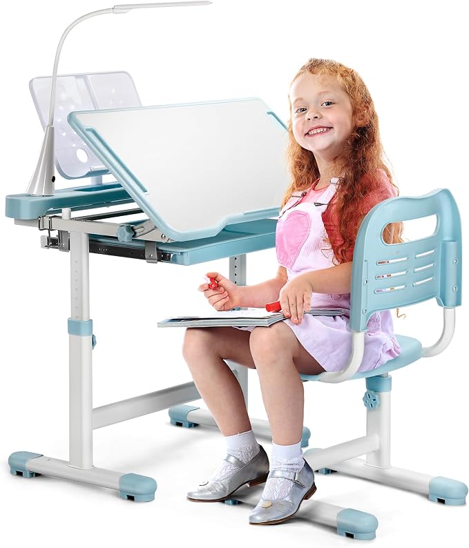 Rengue Kids Desk and Chair Set, Height Adjustable Children School Functional by Rengue